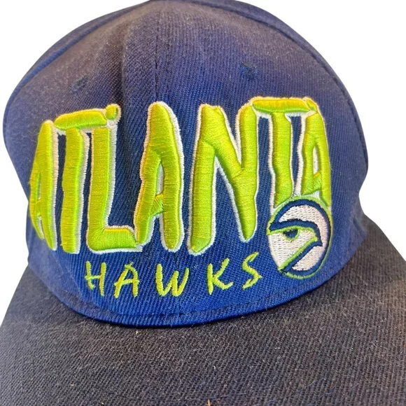 Vintage Atlanta Hawks Blue & Green Snapback Hat - Picture 2 of 6